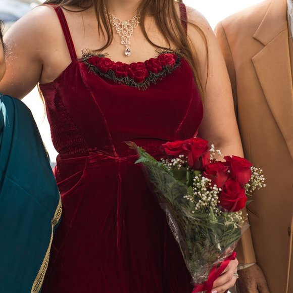 BETSEY JOHNSON VINTAGE Red Rose Velvet Bubble Dress Vintage Valentine's Day - Picture 4 of 4